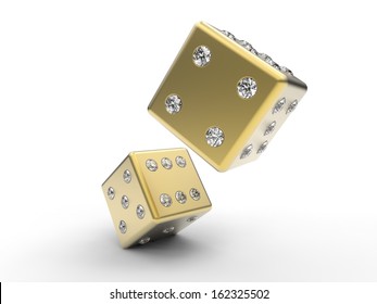 Golden Dice With Diamond Pips