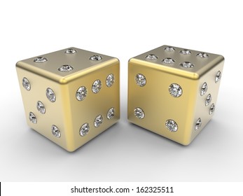 Golden Dice With Diamond Pips