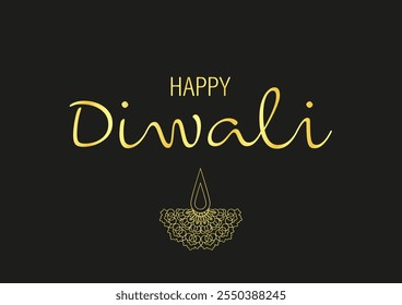 Golden Diwali Typography: Elegant and Minimalist Design - Powered by Shutterstock