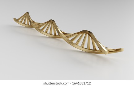 Golden Dna model isolated in white background. Science and technology concept. 3d rendering - illustration.