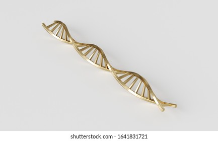 Golden Dna model isolated in white background. Science and technology concept. 3d rendering - illustration.