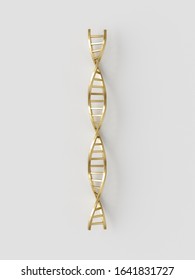 Golden Dna Model Isolated In White Background. Science And Technology Concept. 3d Rendering - Illustration.