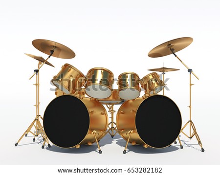 The Golden Drum Set. 3D Render
