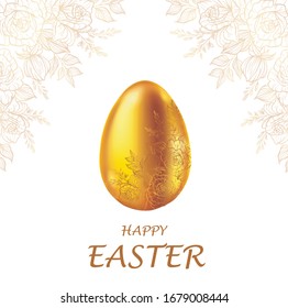 Golden Easter egg with floral elements