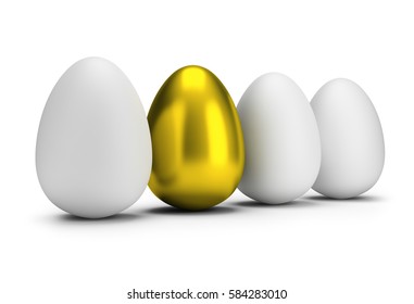 Golden Egg Among Ordinary Eggs 3d Stock Illustration 584283010 ...