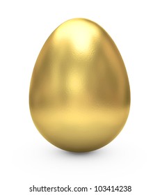 Golden Egg On A White Background