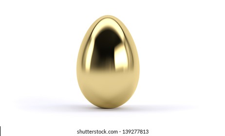 A Golden Egg On A White Background