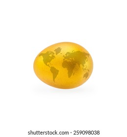 Golden Egg With World Maps Opportunity Concept Of Fortune And A Chance To Be Rich
