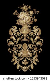 Golden Elements In Baroque, Rococo Style