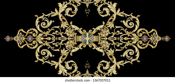 Golden Elements In Baroque, Rococo Style