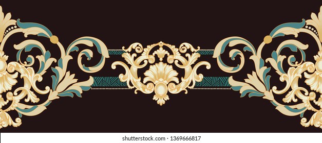 Golden Elements In Baroque, Rococo Style