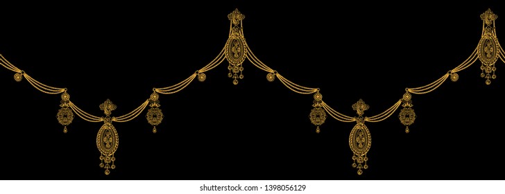 Golden Elements In Baroque, Rococo Style