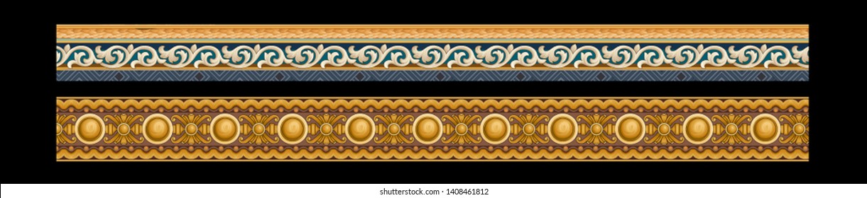 Golden Elements In Baroque, Rococo Style.