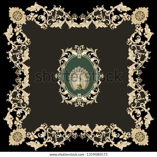 Golden Elements Baroque Rococo Style Stock Illustration