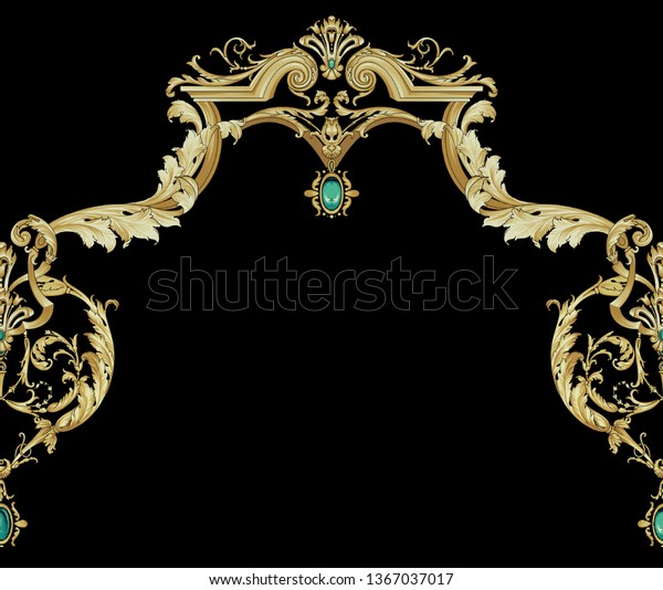 Golden Elements Baroque Rococo Style Stock Illustration