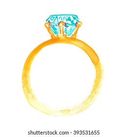Watercolour Wedding Ring Illustration - Download Illustration 2020