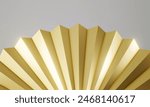 Golden fan on white background, abstract geometric shapes, 3d render.