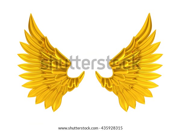 Golden Fantasy Wings Spreading Isolated On Stock Illustration 435928315 ...