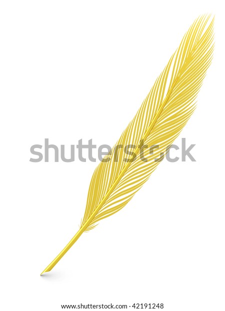 Golden Feather Quill Over White Background Stock Illustration 42191248 ...