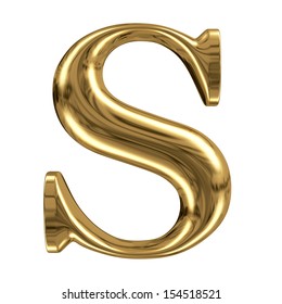 Golden font type letter S, uppercase