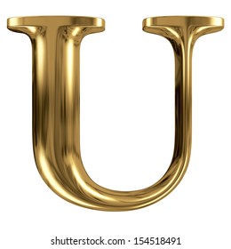 3d Brushed Golden Letter U Isolated Stock Illustration 175551095