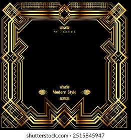 Golden frame art deco style. Abstract geometric, modern,  pattern background - Powered by Shutterstock