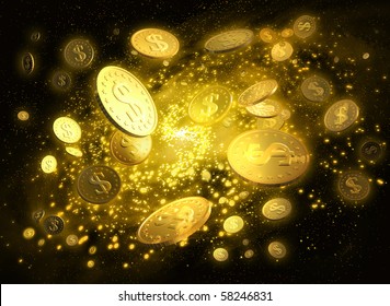 Golden Galaxy of money with a dollar signs