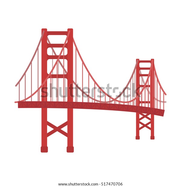 Golden Gate Bridge Icon Cartoon Style Stock Illustration 517470706