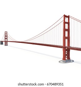 Golden Gate Bridge On White. 3D Illustration