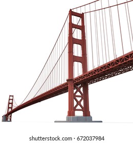 Golden Gate Bridge On White. 3D Illustration