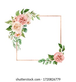 Floral Frame Hand Painted Watercolor Flowers Stock Illustration ...