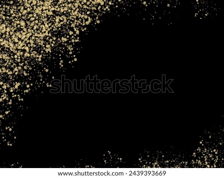golden glitter background frame,border. Falling gold glitter seamless dark background.