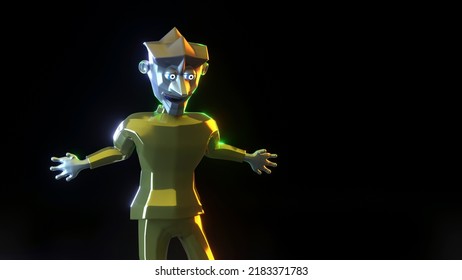 Golden Green Robot, Goblin Robot 3d Render.