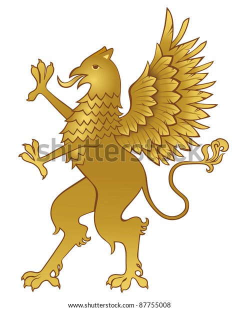 Golden Griffin Heraldic Symbol Stock Illustration 87755008