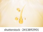 Golden hair and golden liquid bubble, 3d rendering. 3D illustration.