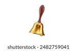 golden handbell object on white 3D rendering