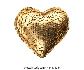 Golden Heart Abstract 3D Rendering