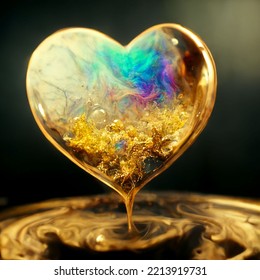 Golden Heart With Divine Ethereal Colours