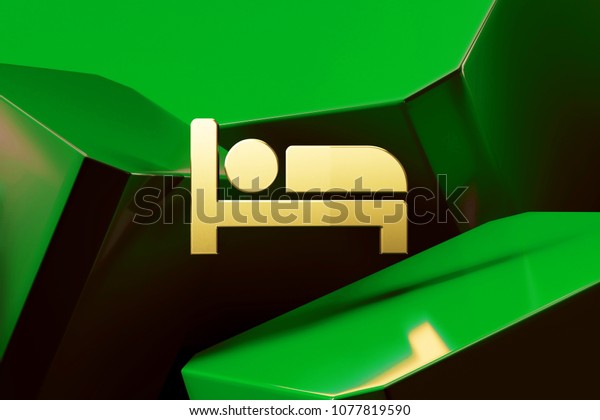 Golden Hotel Icon Around Green\
Glossy Boxes. 3D Illustration of Fine Golden Bnb, Hostel, Hotel,\
Location, Map, Pin, Pointer Icons on the Green Abstract\
Background.