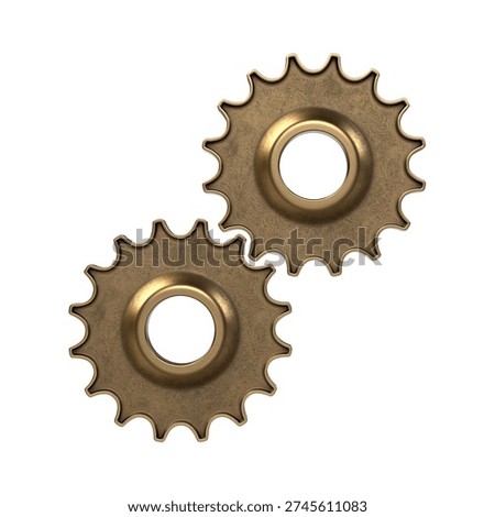 Golden Interlocking Gears 3D Rendered Asset
