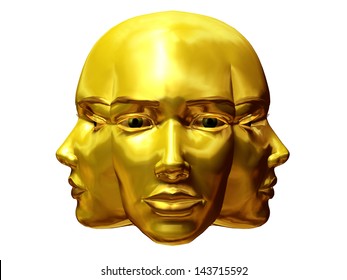 golden Janus head present of the beginning and of the end