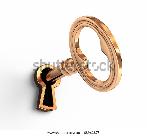 鍵穴に金の鍵 のイラスト素材
