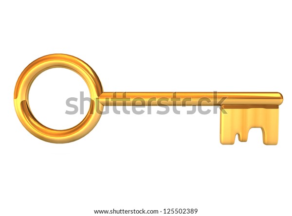 Golden Key On White Background Stock Illustration 125502389