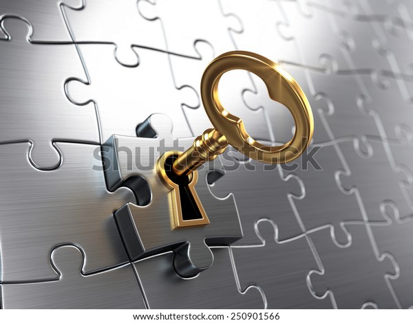Golden key and puzzle\
