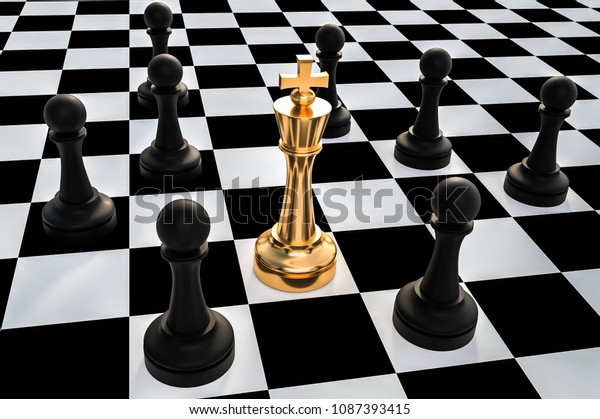 Golden King Surrounded By Black Pawns Stock Illustration 1087393415 ...