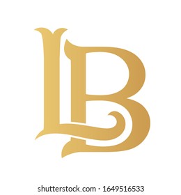 Golden LB Monogram Isolated In White.