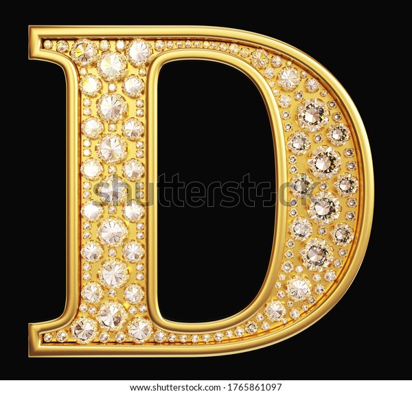 Golden Letter D Diamonds On Black Stock Illustration 1765861097 ...