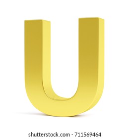 Gold 3d uppercase letter u isolated stock illustration 343362257