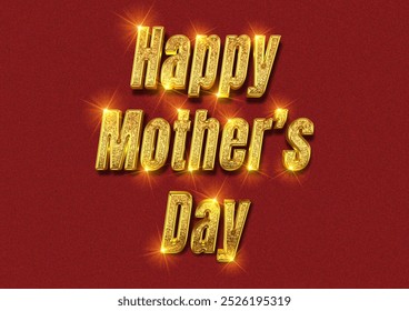 Golden letters on red background, Happy Mothers Day, perfect for Mothers Day greeting cards, social media posts, and holiday promotions. - Powered by Shutterstock