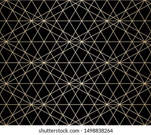 Golden linear pattern  Raster geometric seamless texture  Metallic gold lines black background  Luxury ornament and delicate grid  lattice  net  mesh  Abstract graphic background  Repeat design